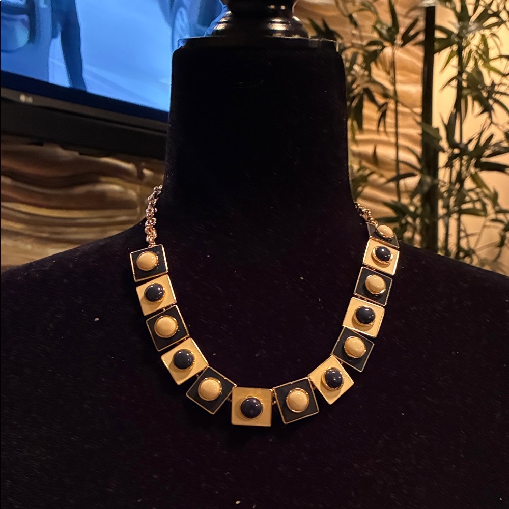 Elegant Gold and Blue Square Necklace